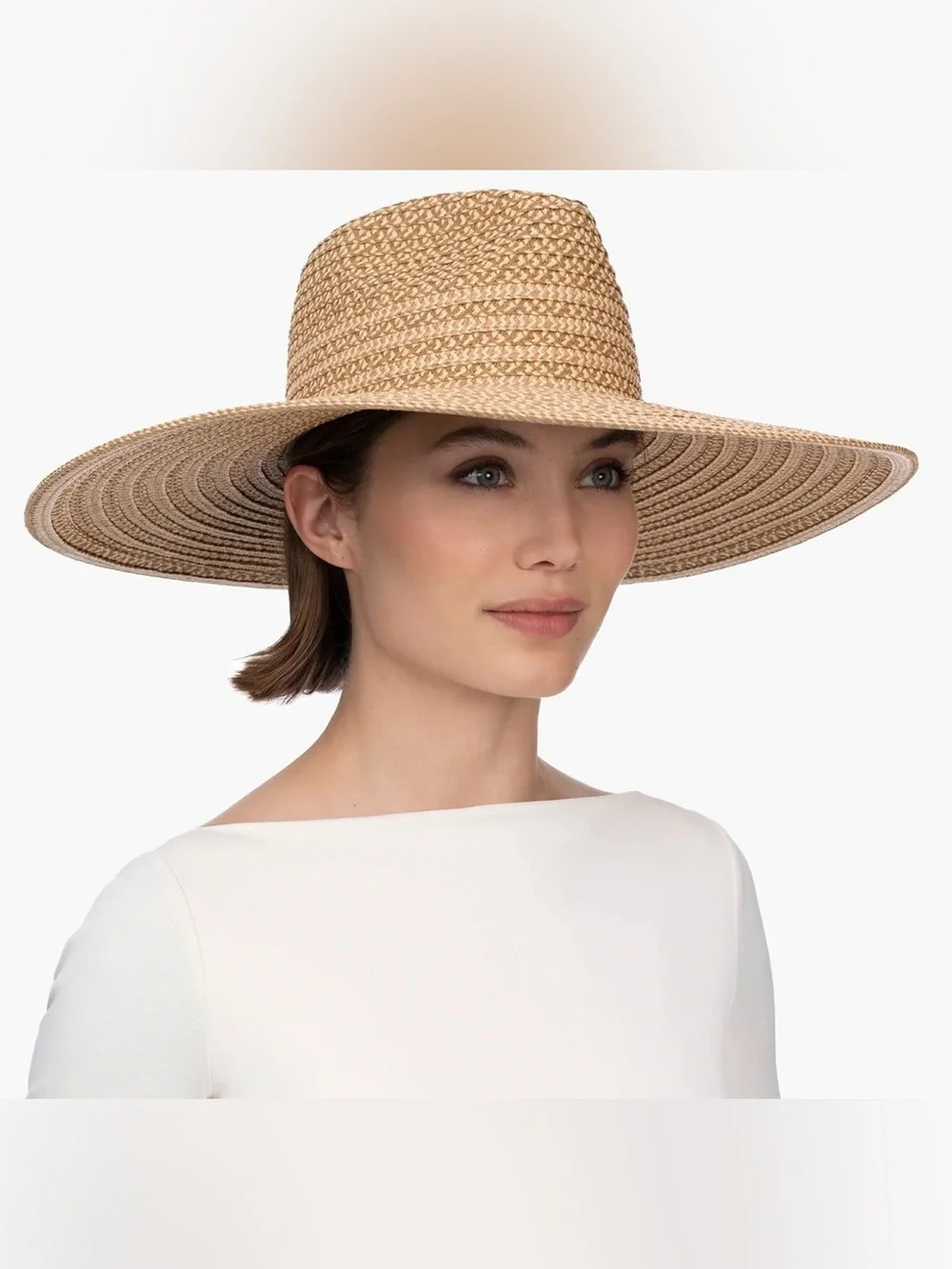 Eric Javits Sea La Vie Straw Fedora in Peanut (NWT) Retail $325 - Picture 5 of 7